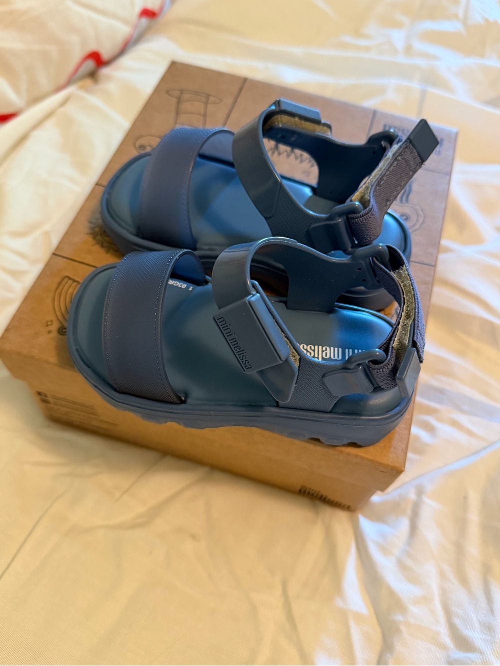Mini Melissa Kids' Navy Blue Hook & Loop Sandals